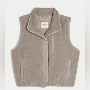 Hollister Light Taupe Sherpa Fleece Vest